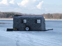 Out ice fishing, it'll lower all the way down to your holes.
